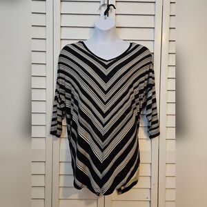 Women's Plus 22/24 White & Cream Striped Top by Avenue